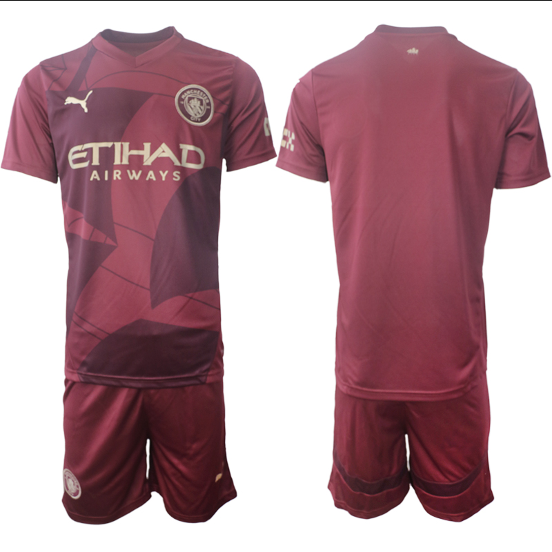 Men 2024-2025 Club Manchester City away red blank Soccer Jersey